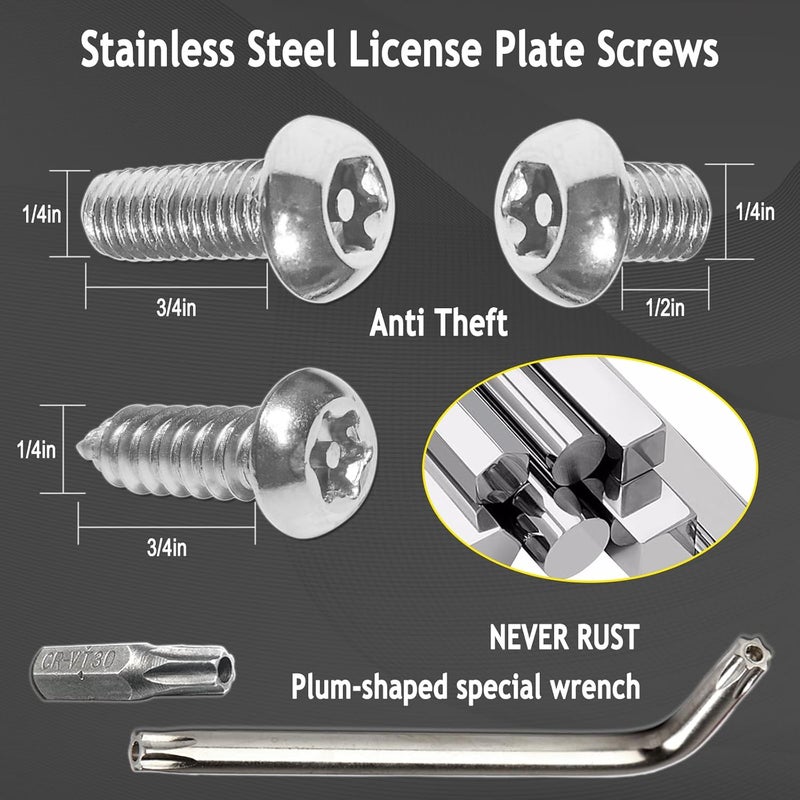 AOOTF Front License Plate Bracket Holder - Universal Front Bumper License Plate Mounting Kit, 2 Drill Holes Car Tag Adapter with Anti Theft Stainless Steel Screw Bolt Caps - Image 4